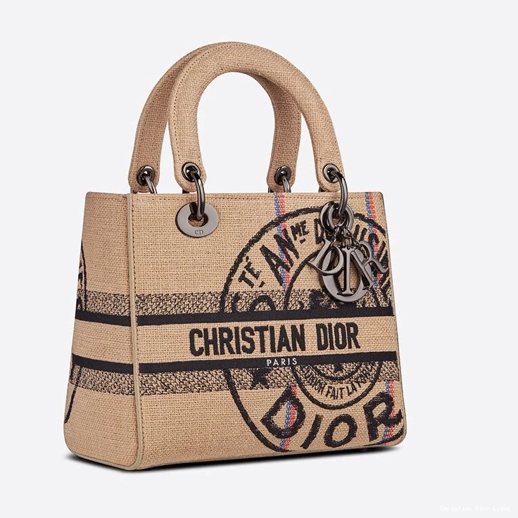 Cheap Bag Beige D-lite Motif Jute Lady Medium Canvas 0707 Luxury